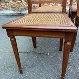 4 chaises art déco chêne massif cannées 1950 avec pieds ronds