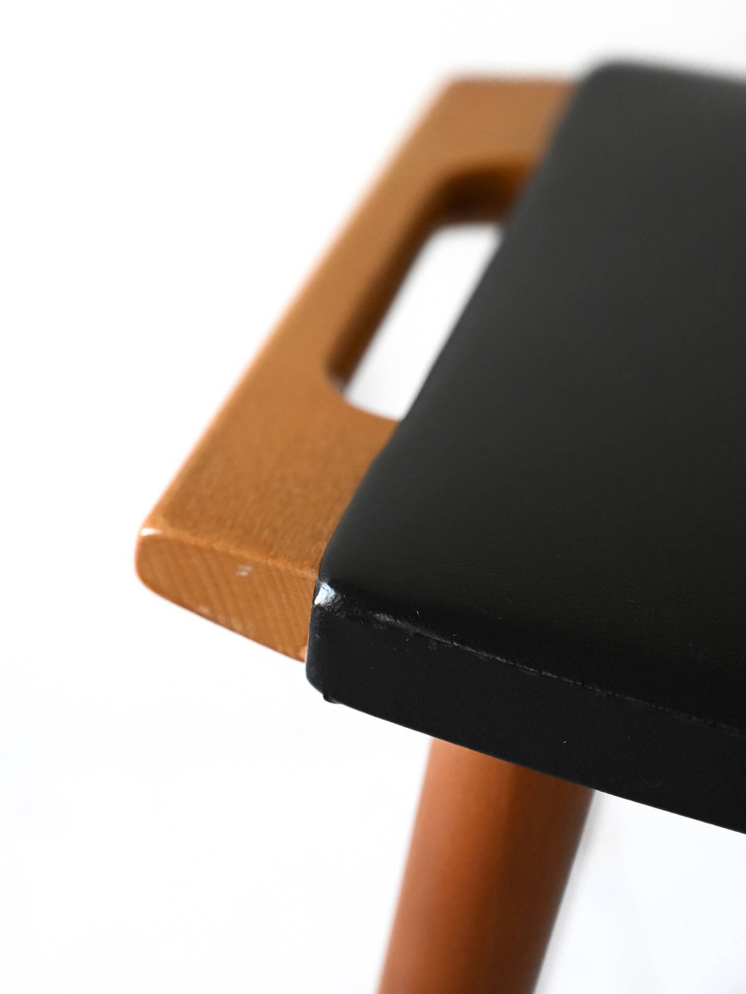 Vintage wooden and leather stool