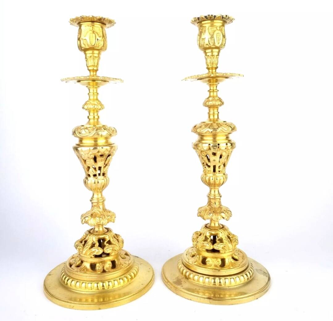 Pair of 19th century bronze candlesticks