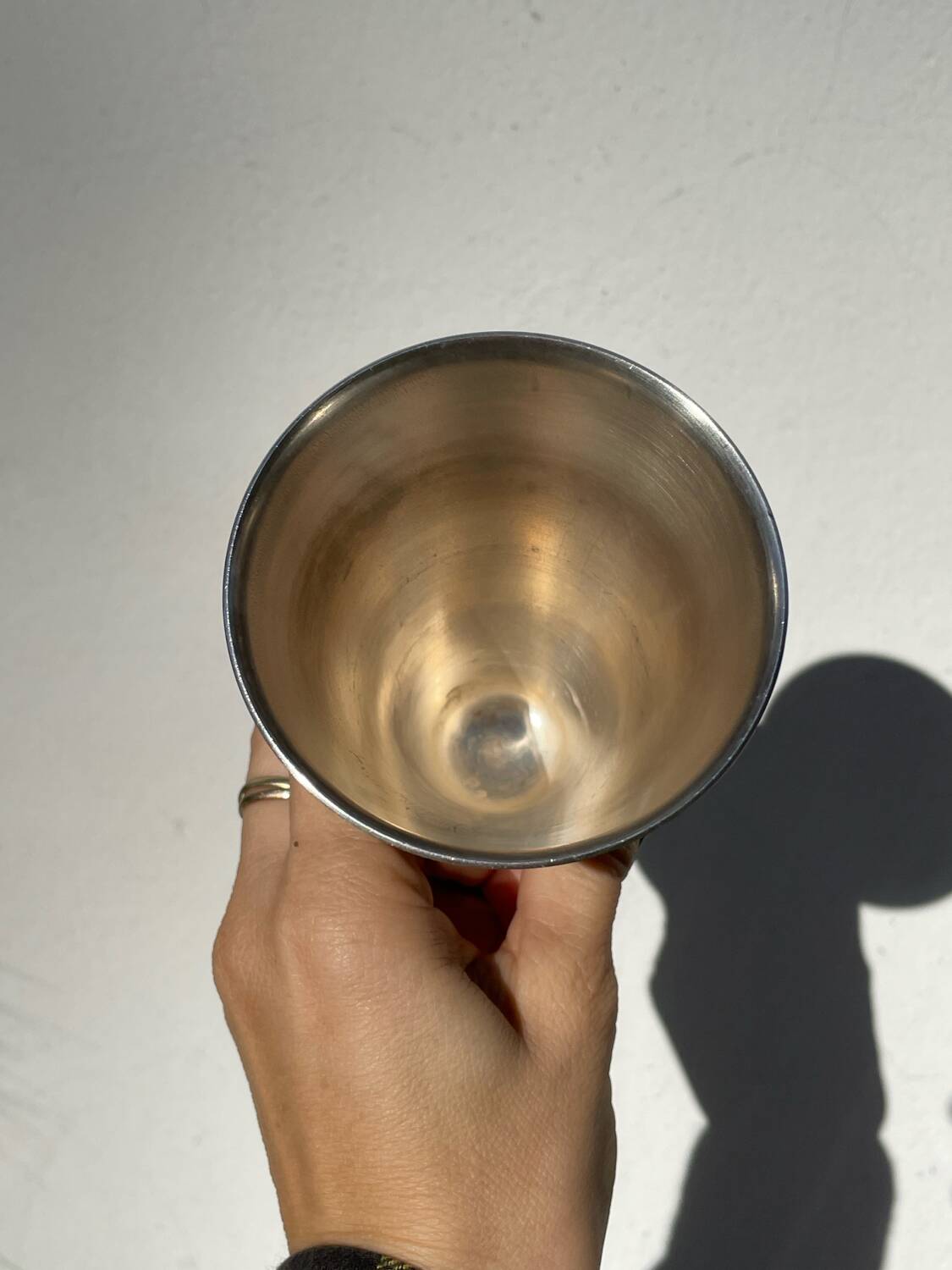 6 conical silver-plated metal bowls with hallmarks / Art Deco stemmed glasses