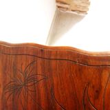 Vintage 1920s wooden dressing table with mirror and storage.