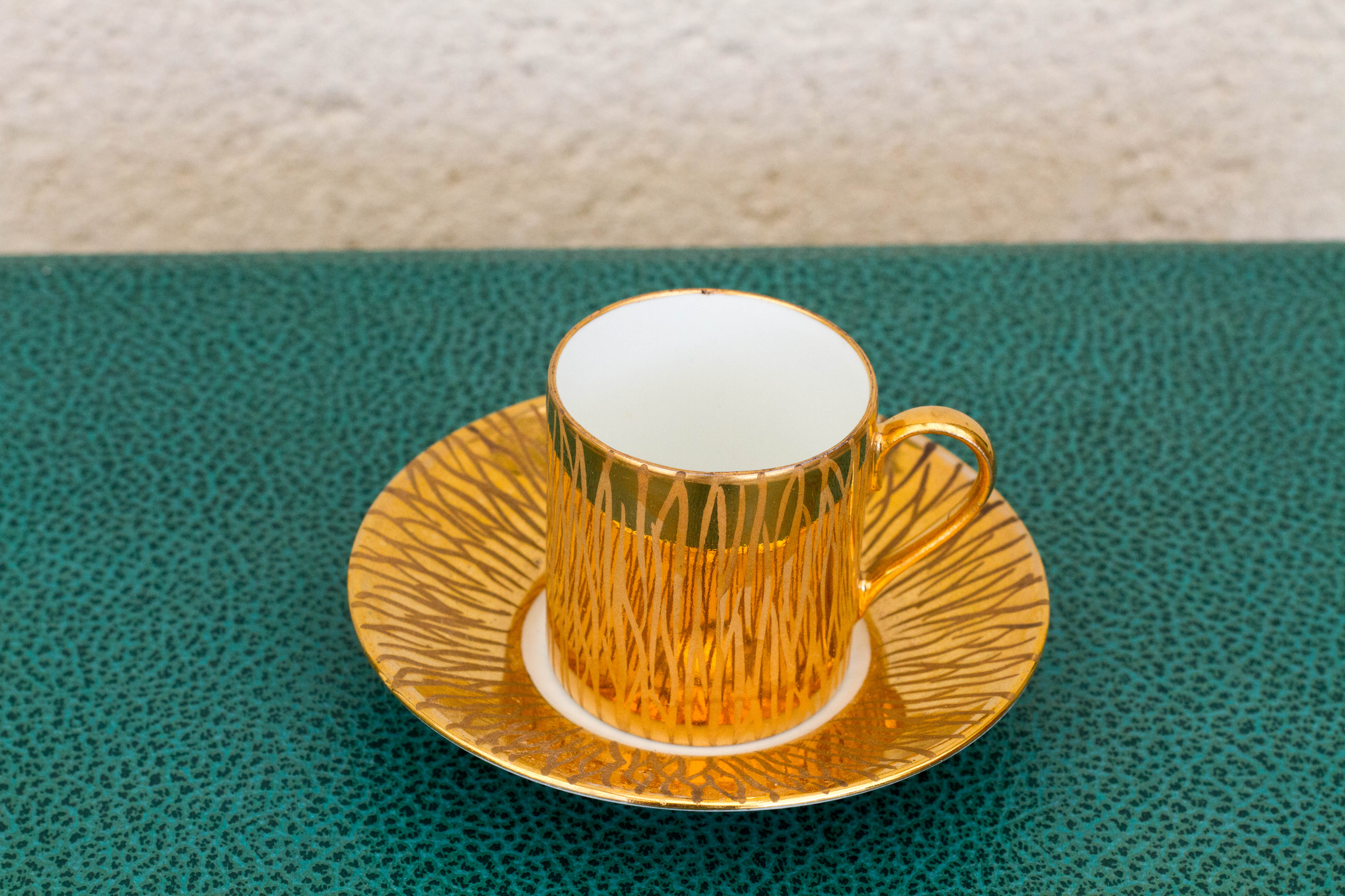 Gold plated tea/coffee cup and saucer set