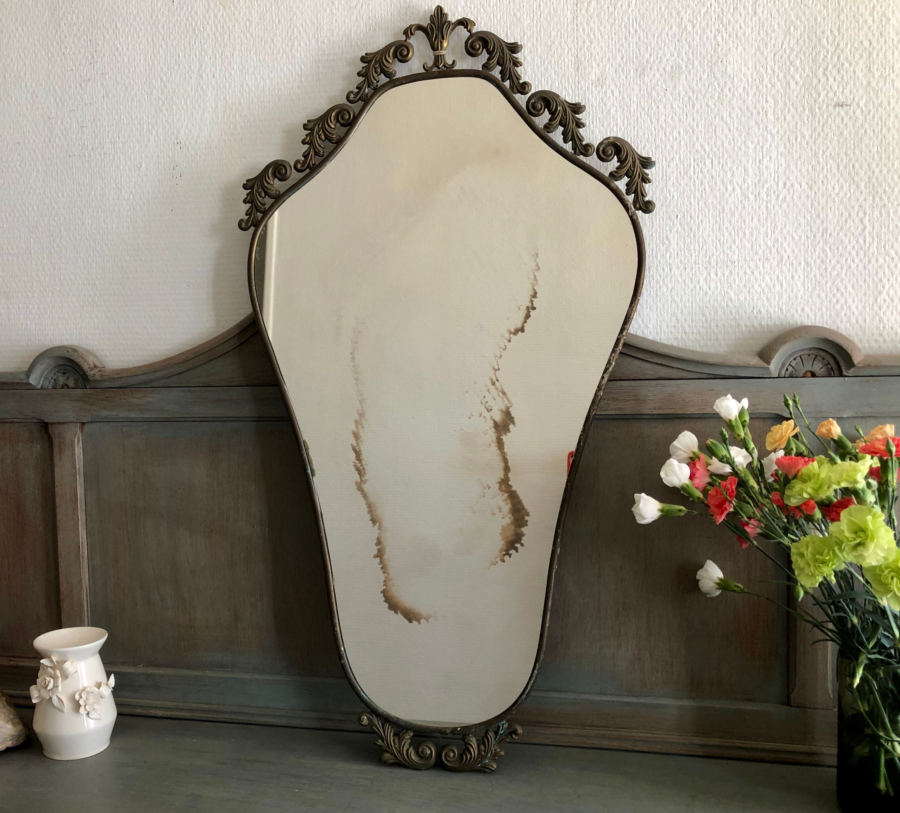 Antique metal mirror