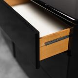 Chest of drawers in black lacquered wood of the 70