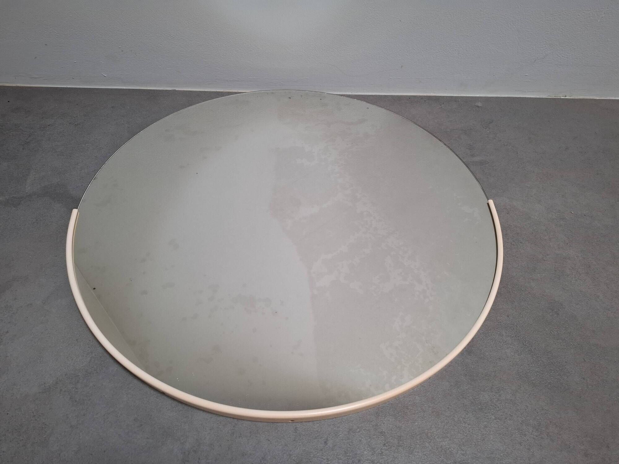 1970s Czechoslovakian Round Wall Mirror with Beige Frame