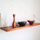 Teak and brass shelf, vintage scandinavian 1960s