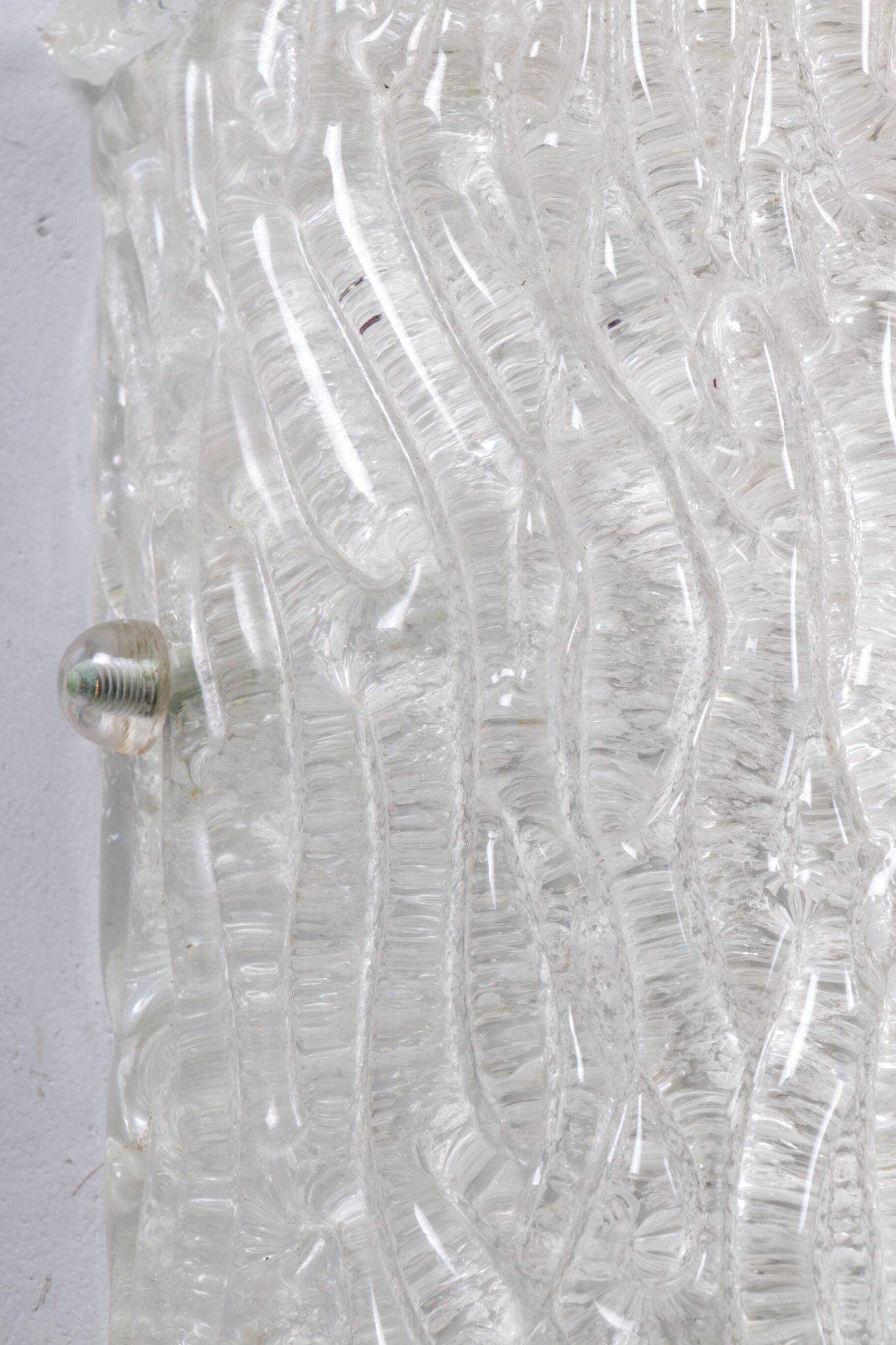 XXL Ice Wall Lamp by Hillebrand 60 cm long made in 1960