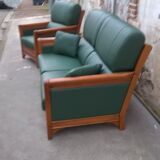 J. Leleu solid oak sofa and armchair