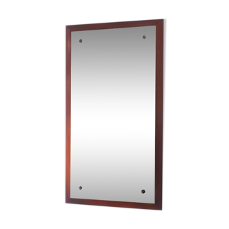 Rectangular Scandinavian mirror, mounted on bevelled wood 1960 36x67cm