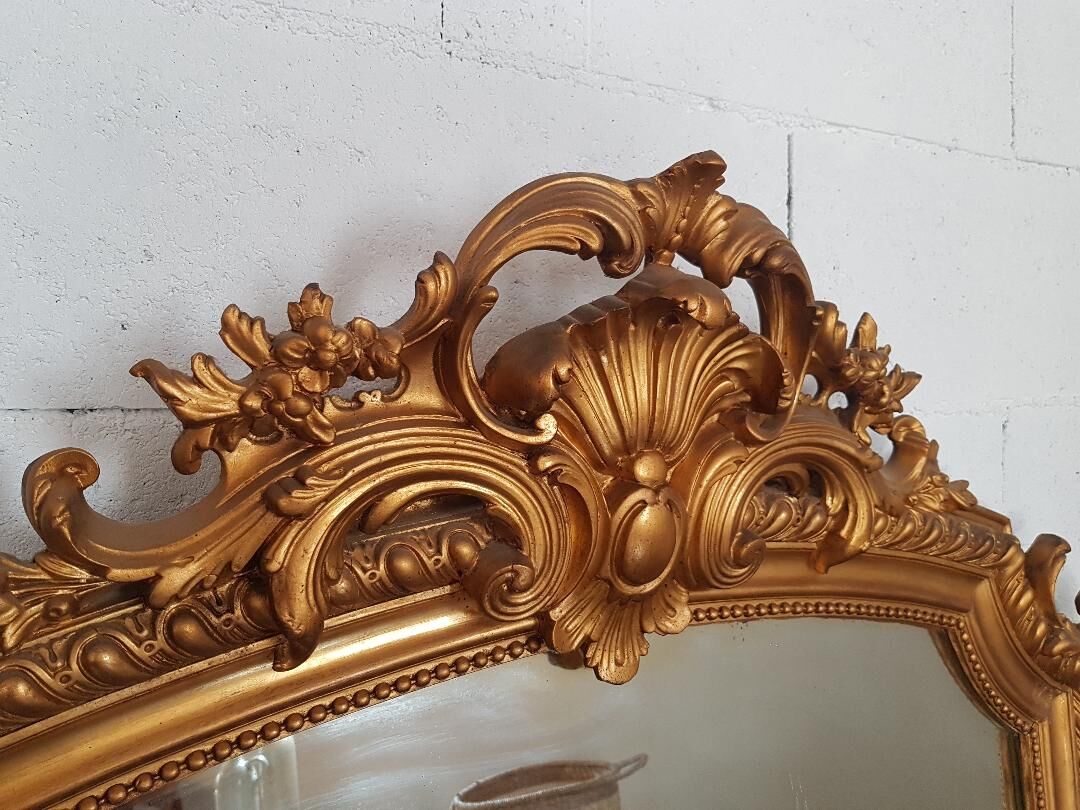 Former mirror gilded with pediment - 153 x 101 - Style Napoleon III