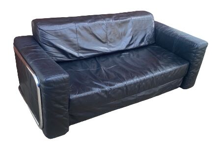 Canapé cuir et chrome vintage 1980