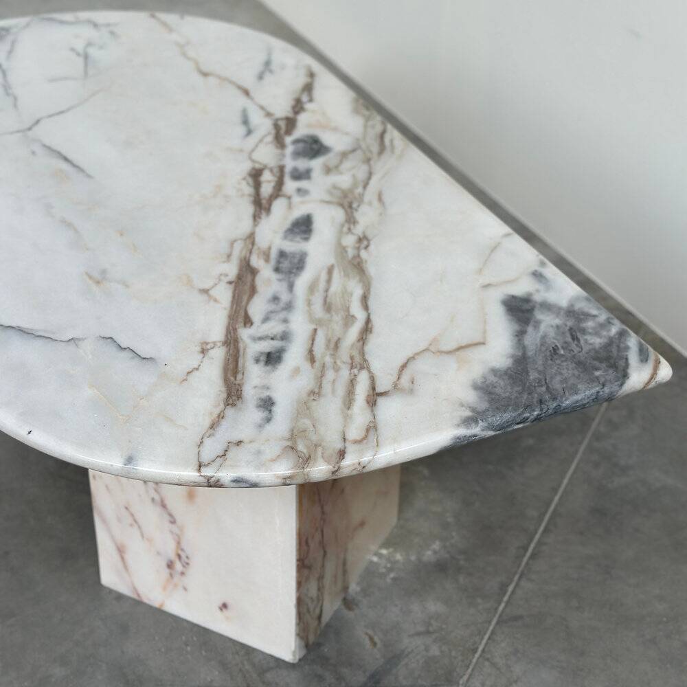 Large Italian postmodern marble coffee table, sculptural vintage stone table, 1980s