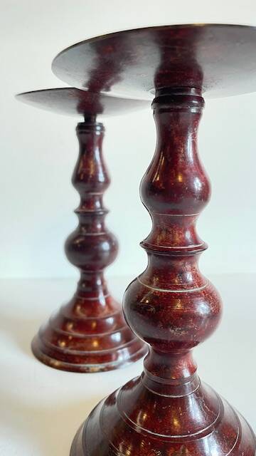 BOUGEOIRS Vintage Patinated Metal Candle Holders