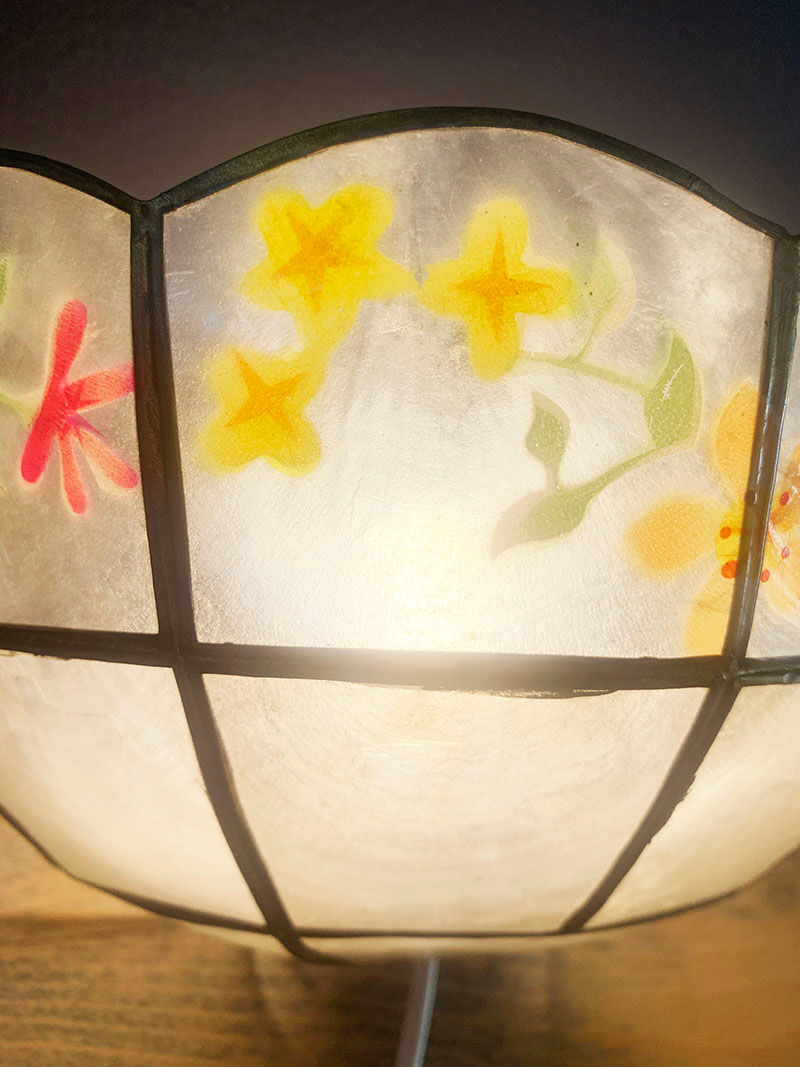 Mother-of-pearl and brass wall lamp