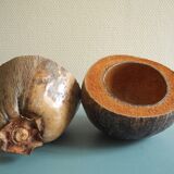 Old coconut ice bucket vintage decor ice bucket coconut 70s