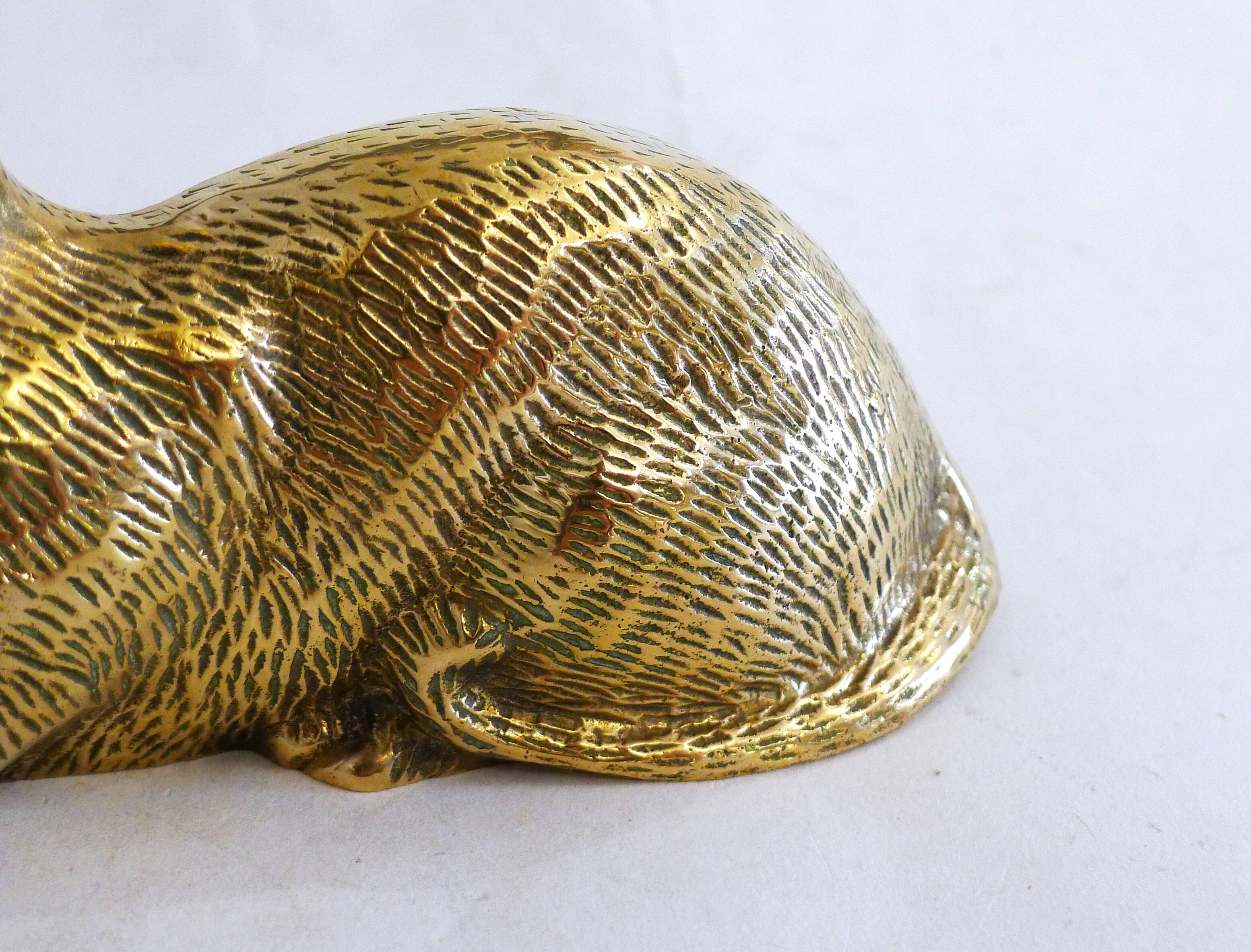 Brass Cat Figurine Sculpture