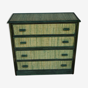 Commodity in rattan with 4 drawers