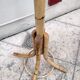 Floor lamp with vintage rattan coat rack
