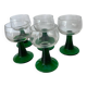 5 two-coloured green stemmed glasses with conical stems Roemer
