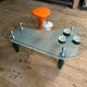 Glass and organic wood coffee table