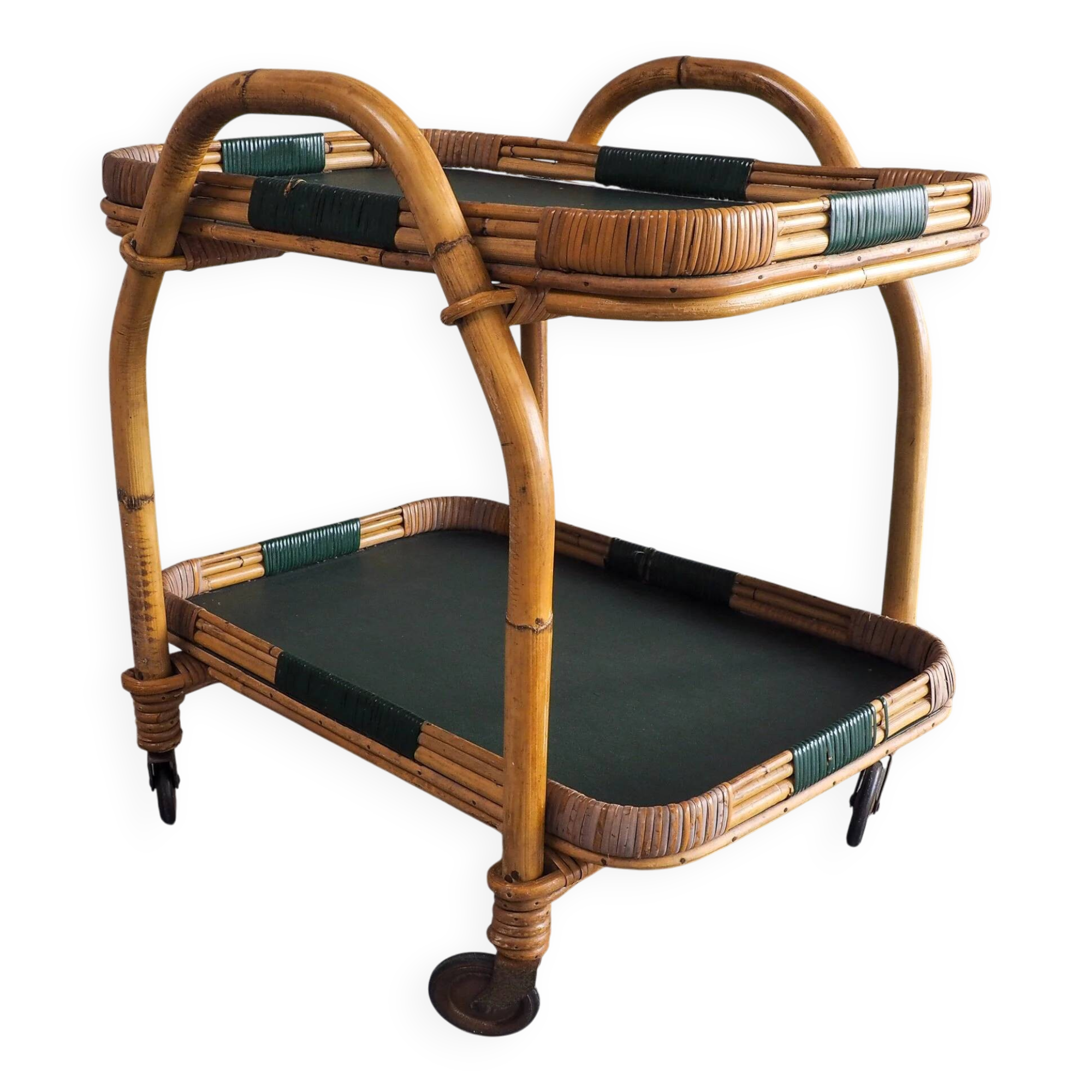 Chariot de service en bambou vintage