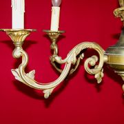 French art nouveau style quality bronze 6 light chandelier