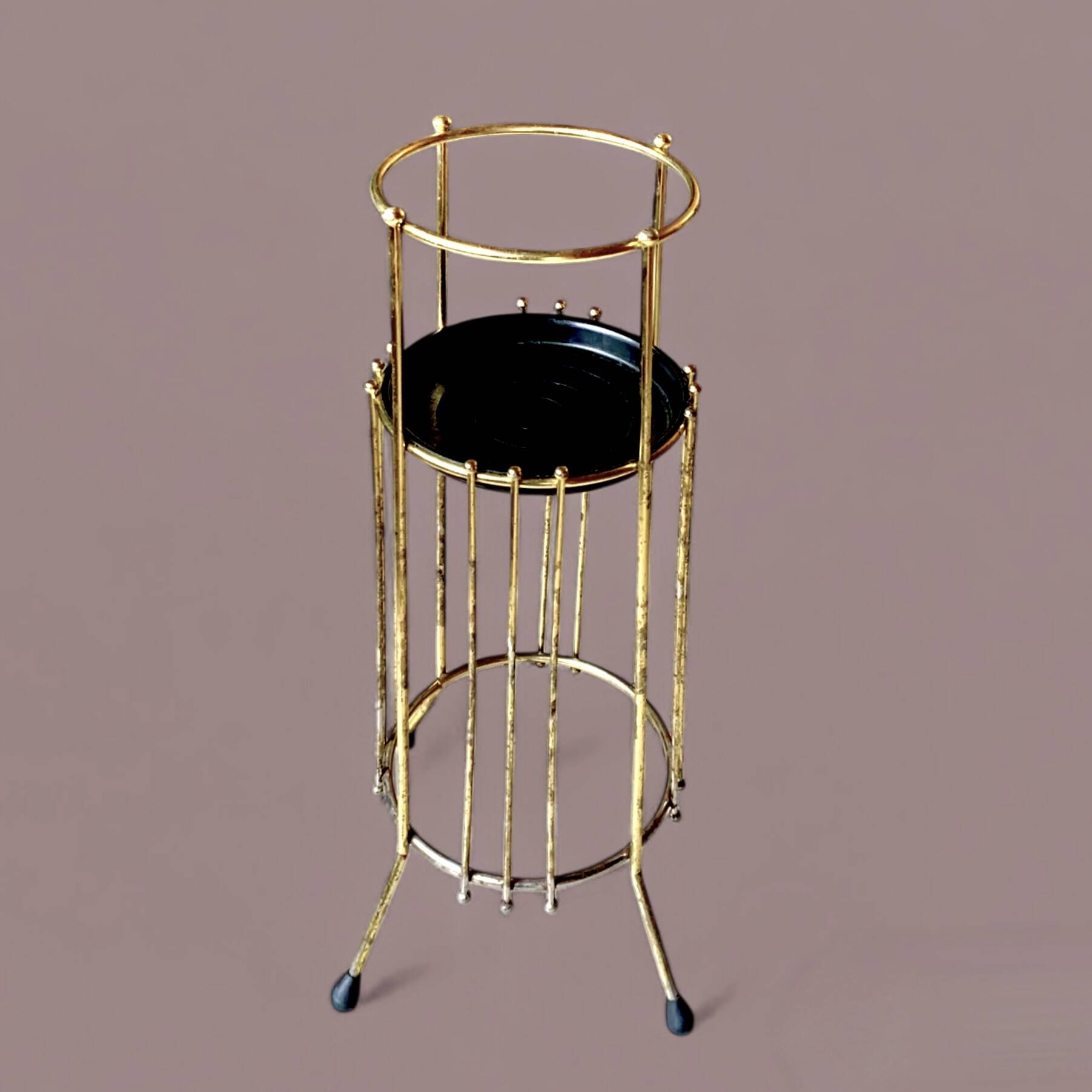 Vintage gold metal umbrella stand