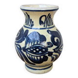 Vase en terre cuite vernissée motif bleu Korond Transylvanie H11cm