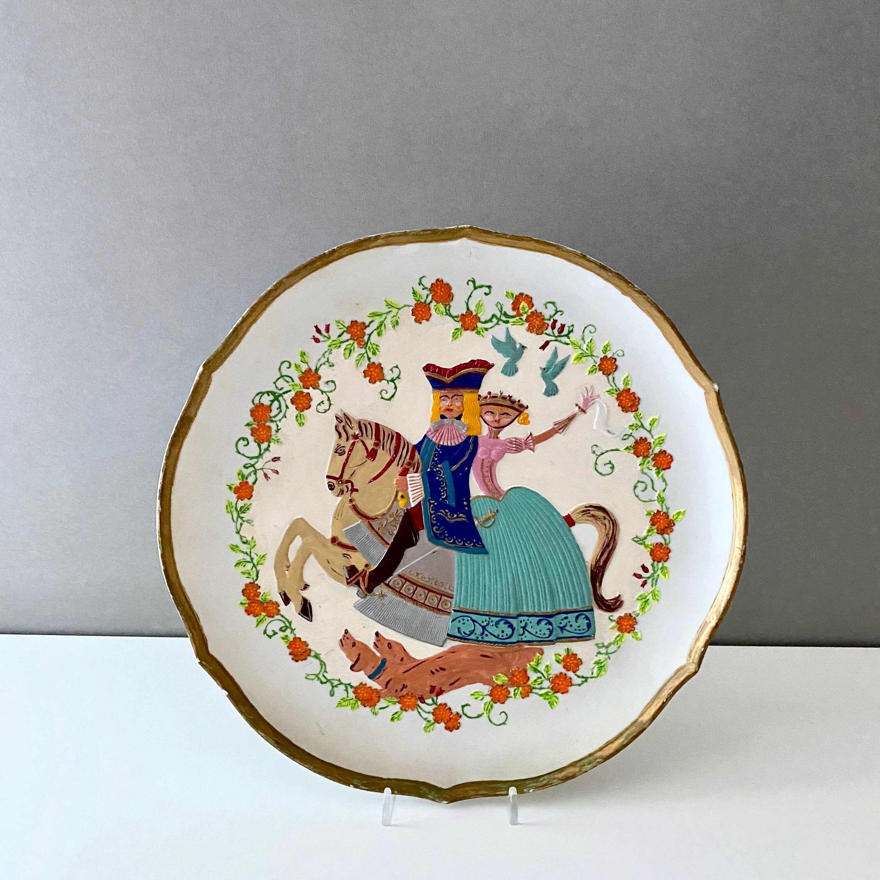 Kaiser Porcelain wall plate, hand-painted plate, fairy tale, wall decoration.