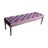 Modern button tufted bench upholstered in velvet and with wood legs