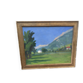 Tableau signé F. Fraeuly 1914 – Paysage de campagne