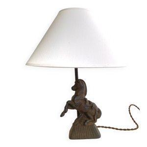Lampe métal, câble - tissu