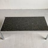 Vintage 1970s Modernist Coffee Table, Chrome and Granite