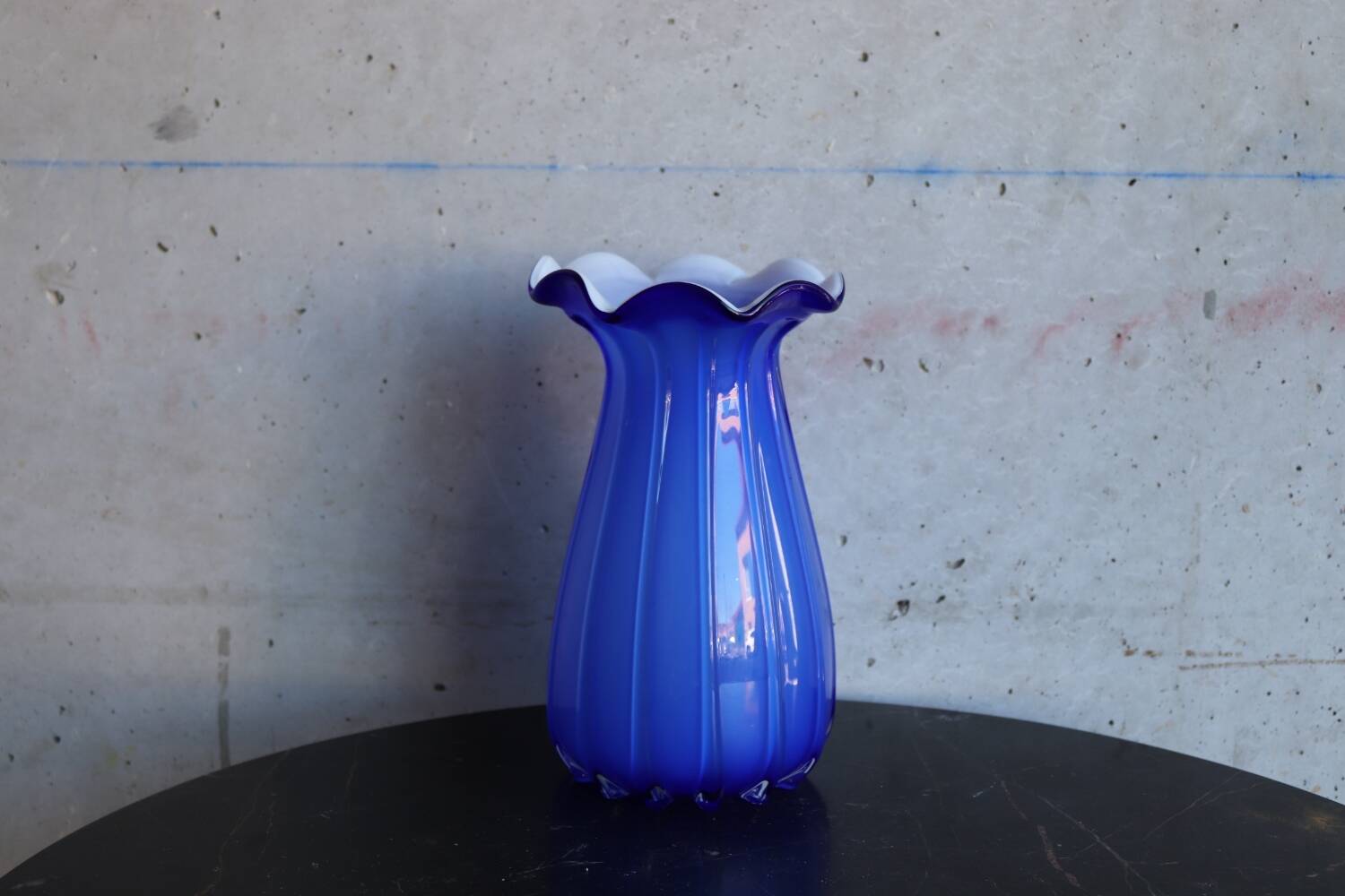Vintage Italian Cobalt Blue Blown Glass Vase