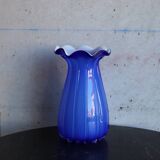 Vintage Italian Cobalt Blue Blown Glass Vase