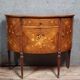 Venetian half-moon commode with Louis XVI style doors in marquetry.