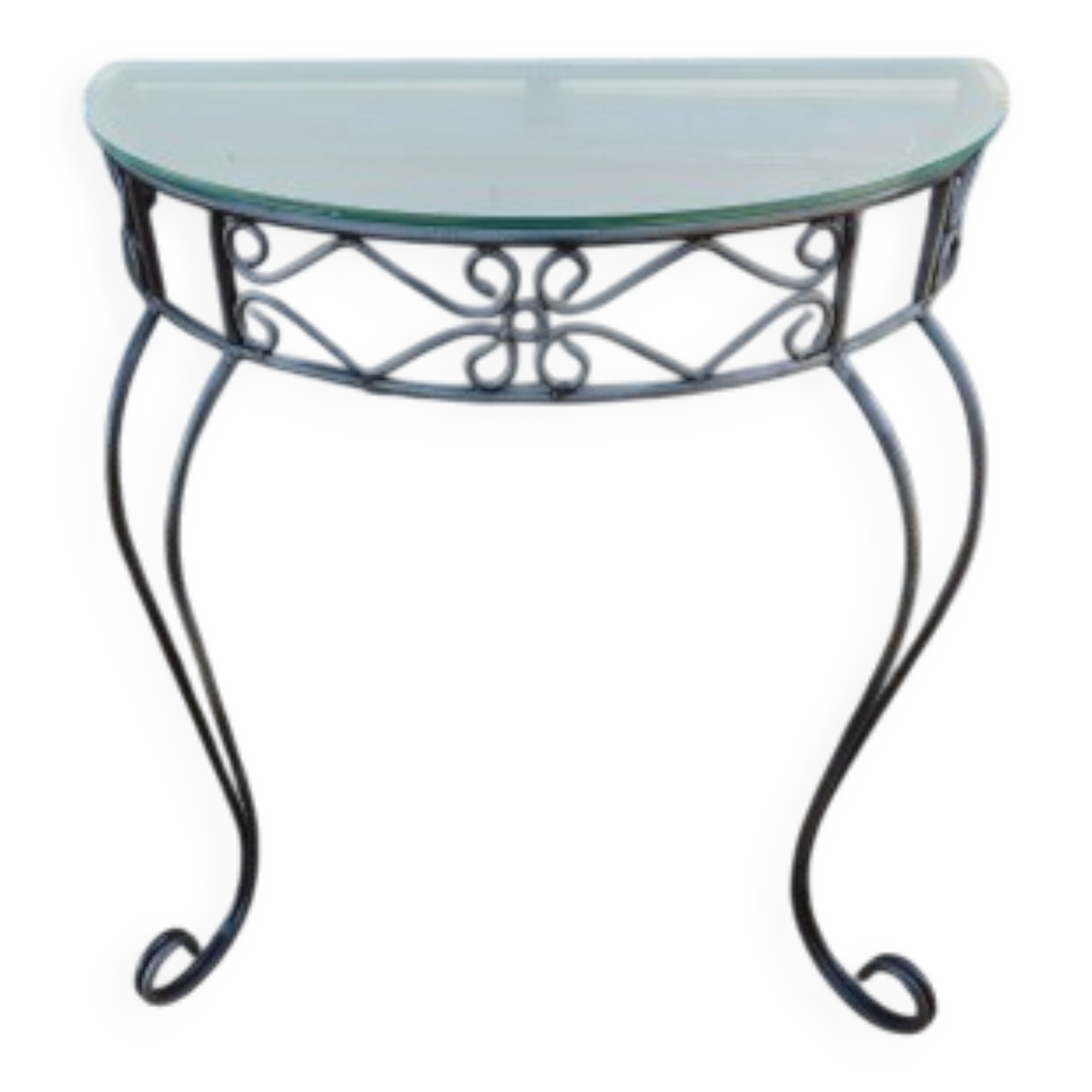Console fer forgé plateau verre