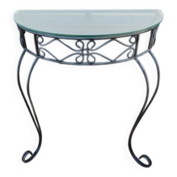 Wrought iron console glass top