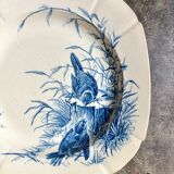 Assiette creuse Gien en terre de fer bleue, service "Oiseaux" vers 1870 n°5