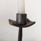 Pair of wrought iron candlesticks