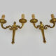 Old pair of wall sconces pot à feu, bronze with 2 candles, year 50 60