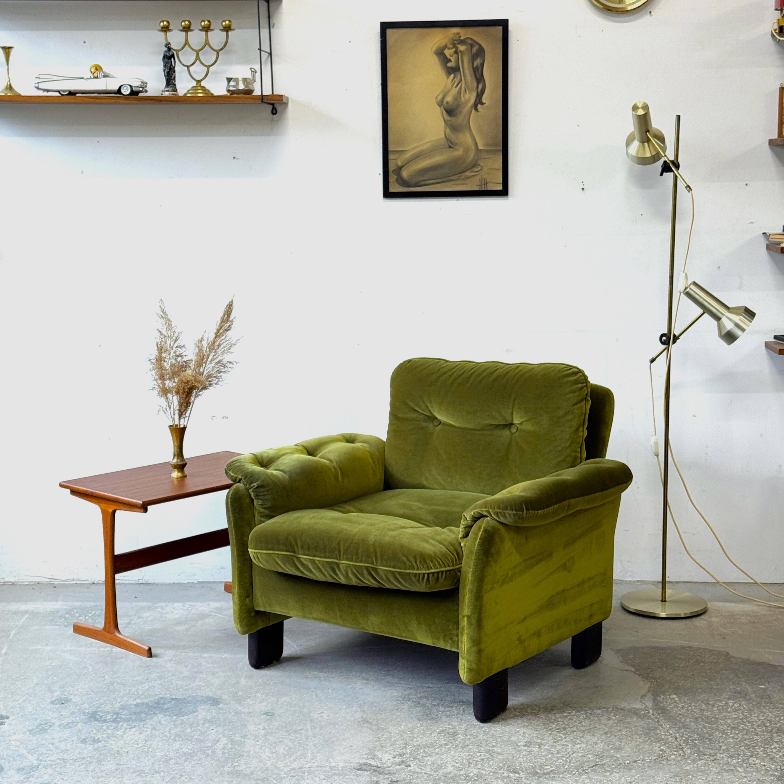 Velvet Armchair, Denmark 1960s, Mid-C, Vintage