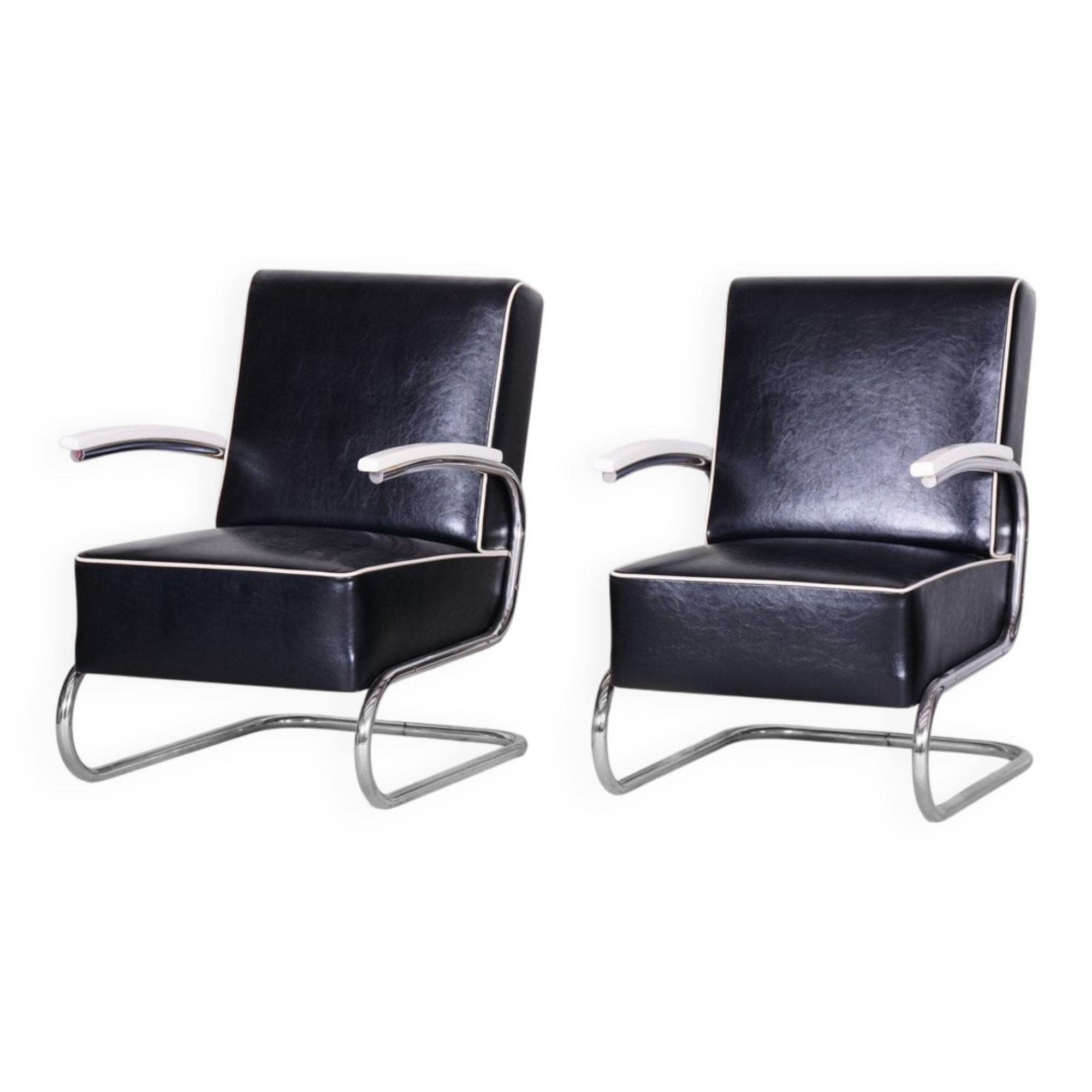 Set of Art Deco Armchairs attributed to Mücke Melder, 1930s