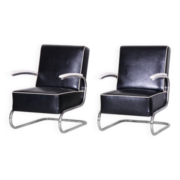 Set of Art Deco Armchairs attributed to Mücke Melder, 1930s