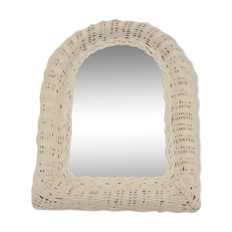 Woven rattan mirror white 45x30cm