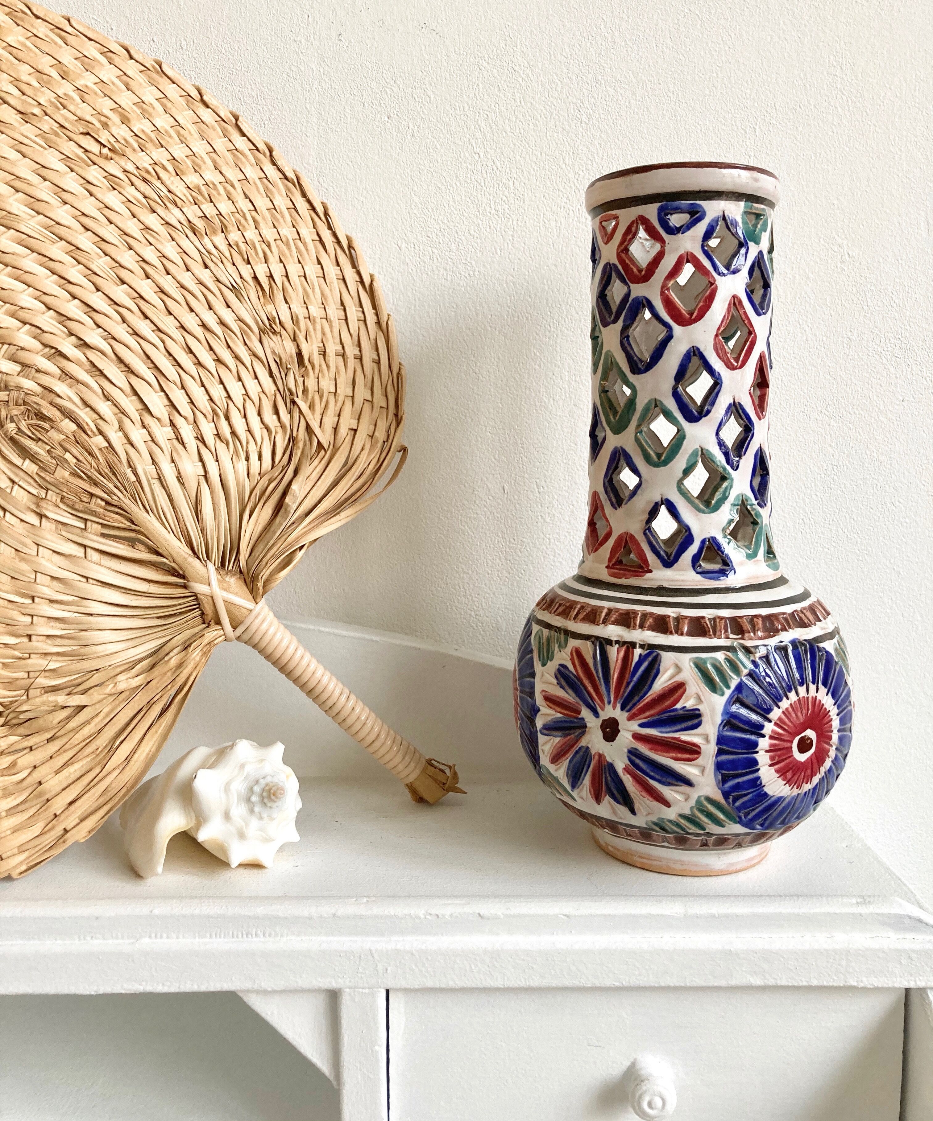 Enamelled terracotta vase