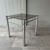 Side table / End table chrome and smoked glass 70's