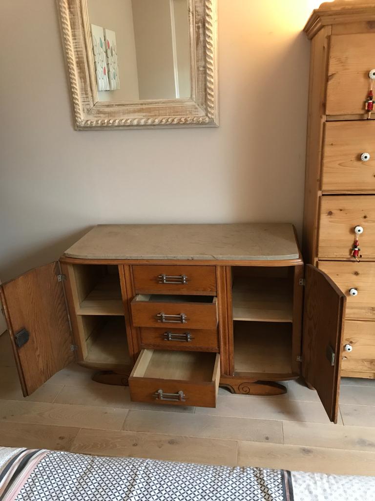 Commode plateau marbre beige  style art deco