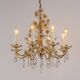 Large flower-shaped chandelier in gilded brass by Palwa, Germany, 1970s.