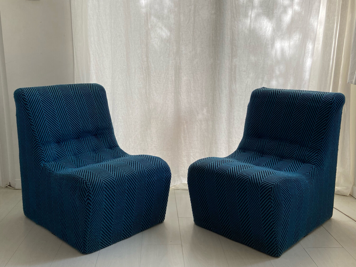 Pair of chevron fabric heaters, c.1970